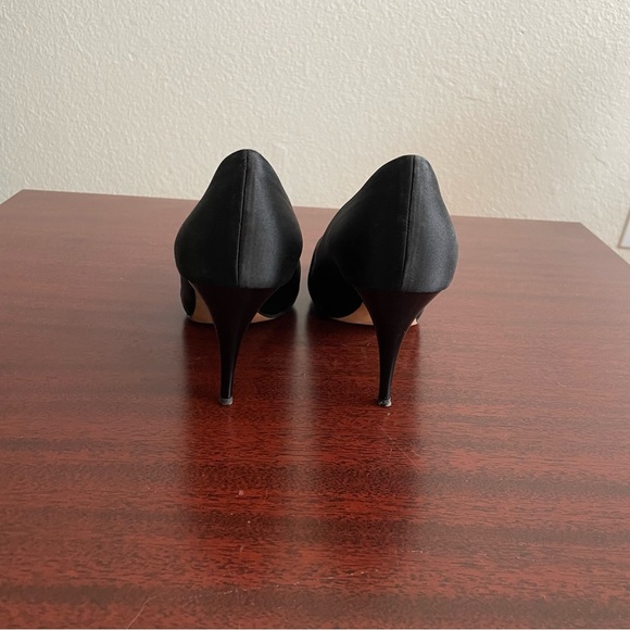 Giuseppe Zanotti Black Satin Peep Toe Pumps - Picture 3 of 6